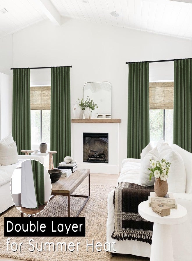 PANELSBURG 108 Inch Curtains for Bedroom,Thick Blackout Olive Green Curtains for Living Room 108 Inches Long Set 2 Panels - Image 3